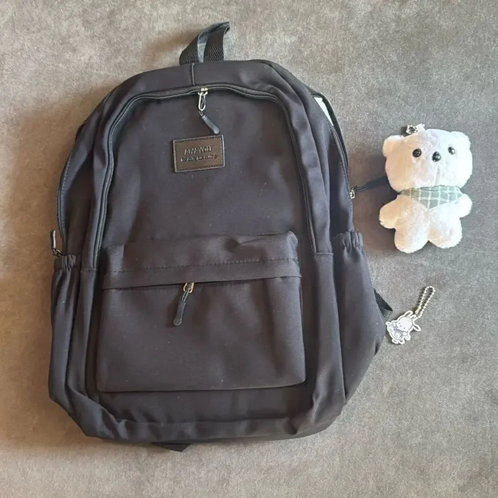 Kids Unisex Large Capacity Nylon Black School Travel Backpack Waterproof NEW